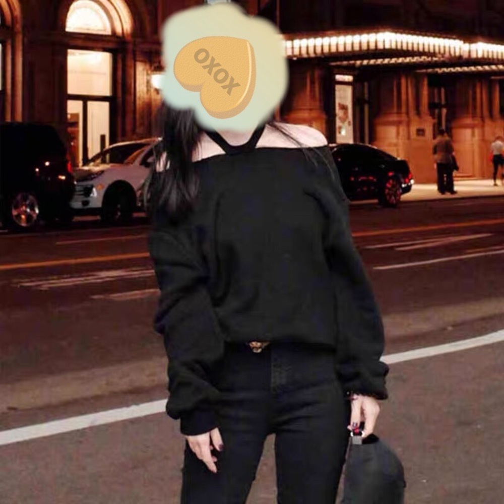 Unravel Black Cashmere Blend Distressed Neck Sweater | Off-Shoulder - Picture 5 of 5